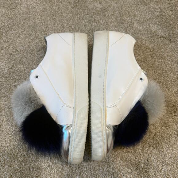 Here/Now 9.5  fox fur Pom Pom platform sneakers 2527 - Picture 6 of 8